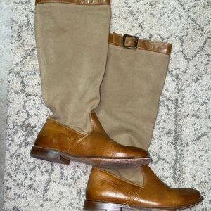 Frye Melissa Canvas and Leather Boots SZ 6 1/2